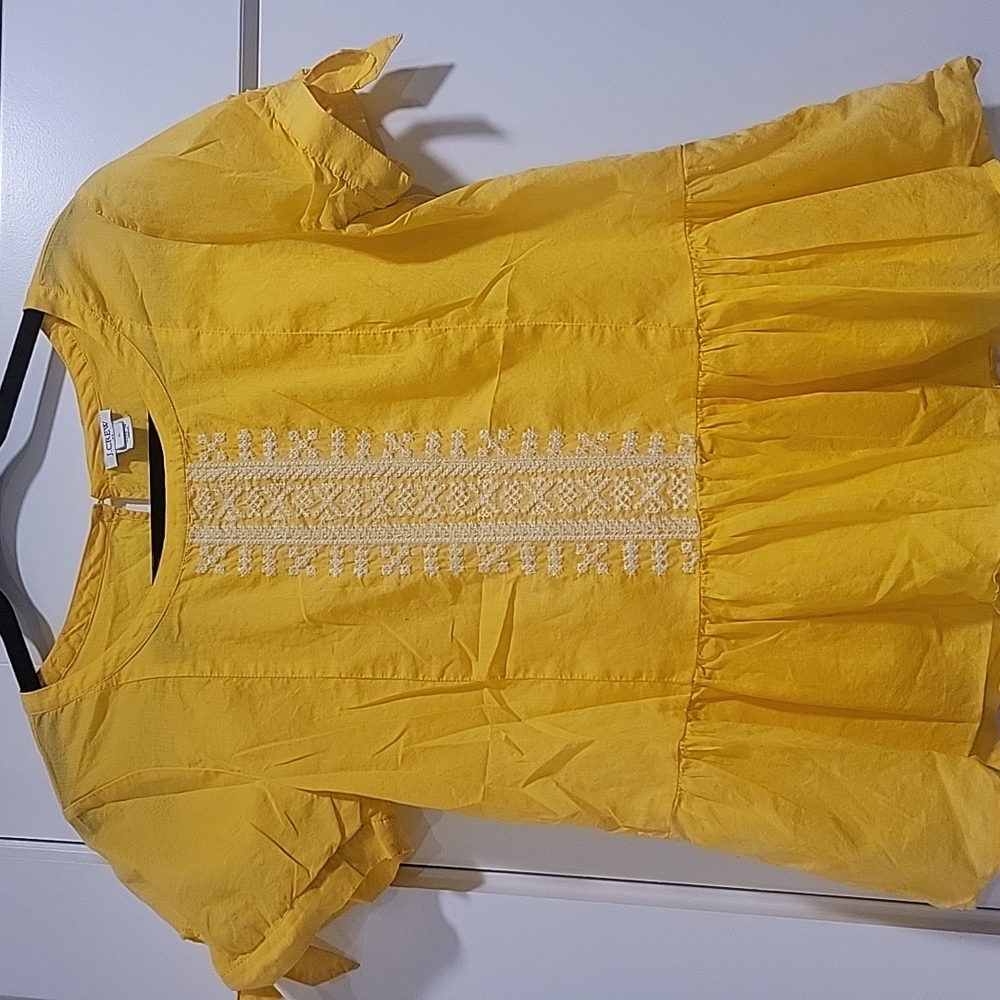 J.Crew Yellow & White Peplum Top Sz 6